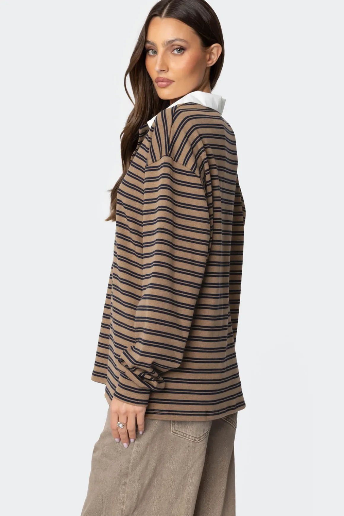 Stripey Oversized Collared Shirt