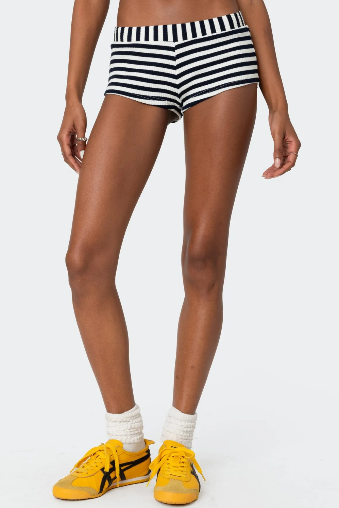 Stripey Ribbed Micro Shorts
