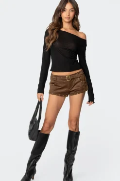 Studded Faux Suede Micro Shorts
