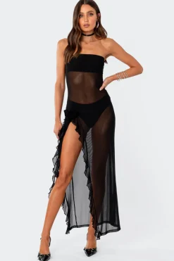 Suri Sheer Mesh Flower Pin Maxi Dress