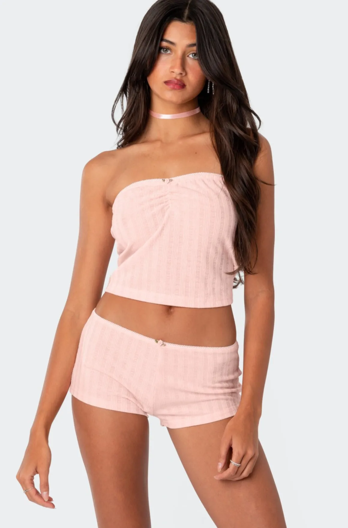 Sweetpea Ruched Pointelle Tube Top