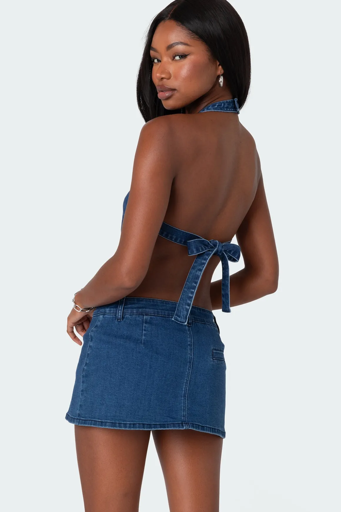 Sydnie Denim Open Back Top