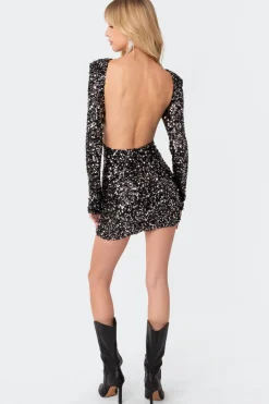 Sylvie Sequin Open Back Mini Dress