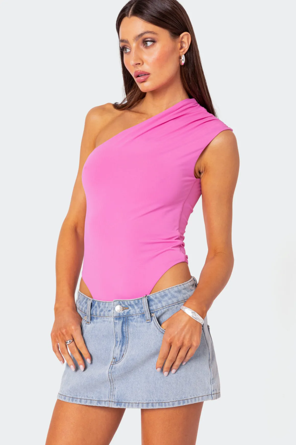 Tabby Gathered One Shoulder Bodysuit