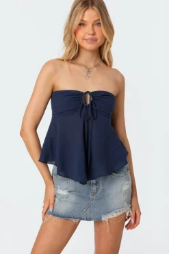 Tadria Drawstring Baby Doll Top