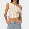 Tamra Sheer Knit Asymmetric Top