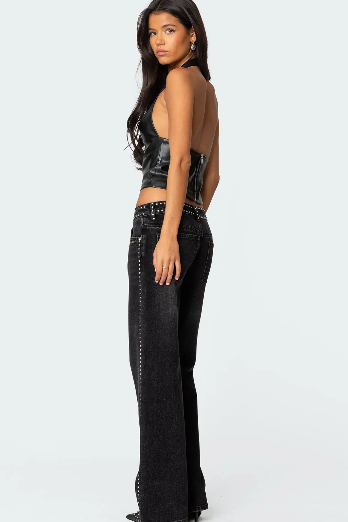 Tana Faux Leather Halter Top