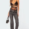 Tatum Washed Low Rise Flare Jeans