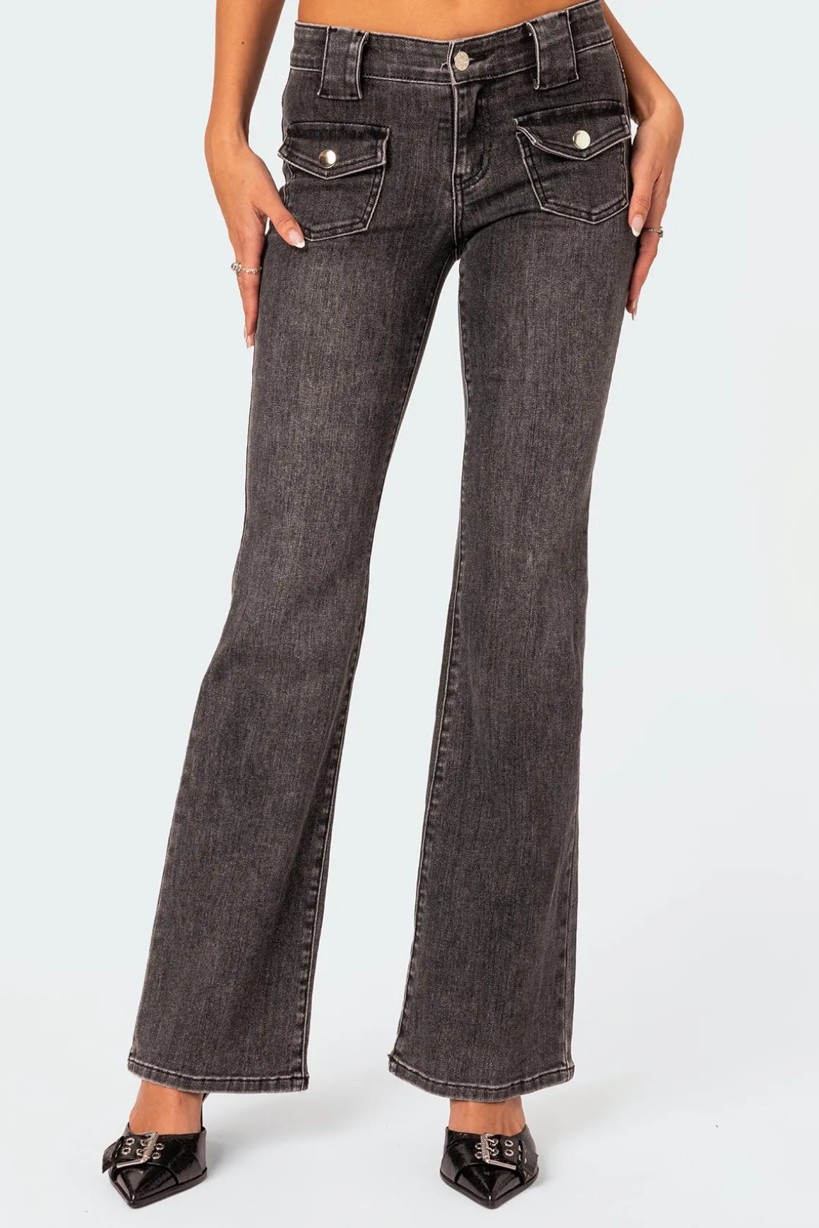 Tatum Washed Low Rise Flare Jeans