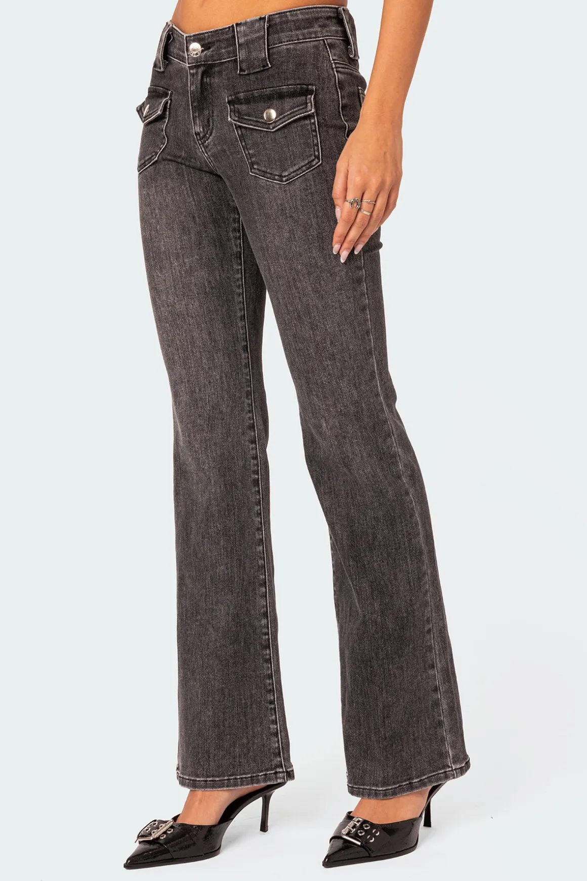 Tatum Washed Low Rise Flare Jeans