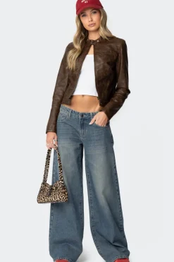 Teddi Washed Faux Leather Jacket