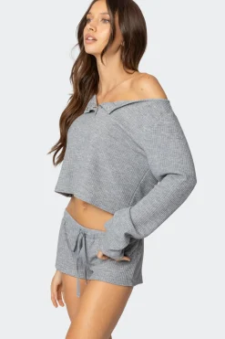 Teddy Cropped Waffle Top
