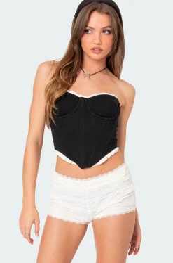 Tempting Textured Ruffle Hem Corset