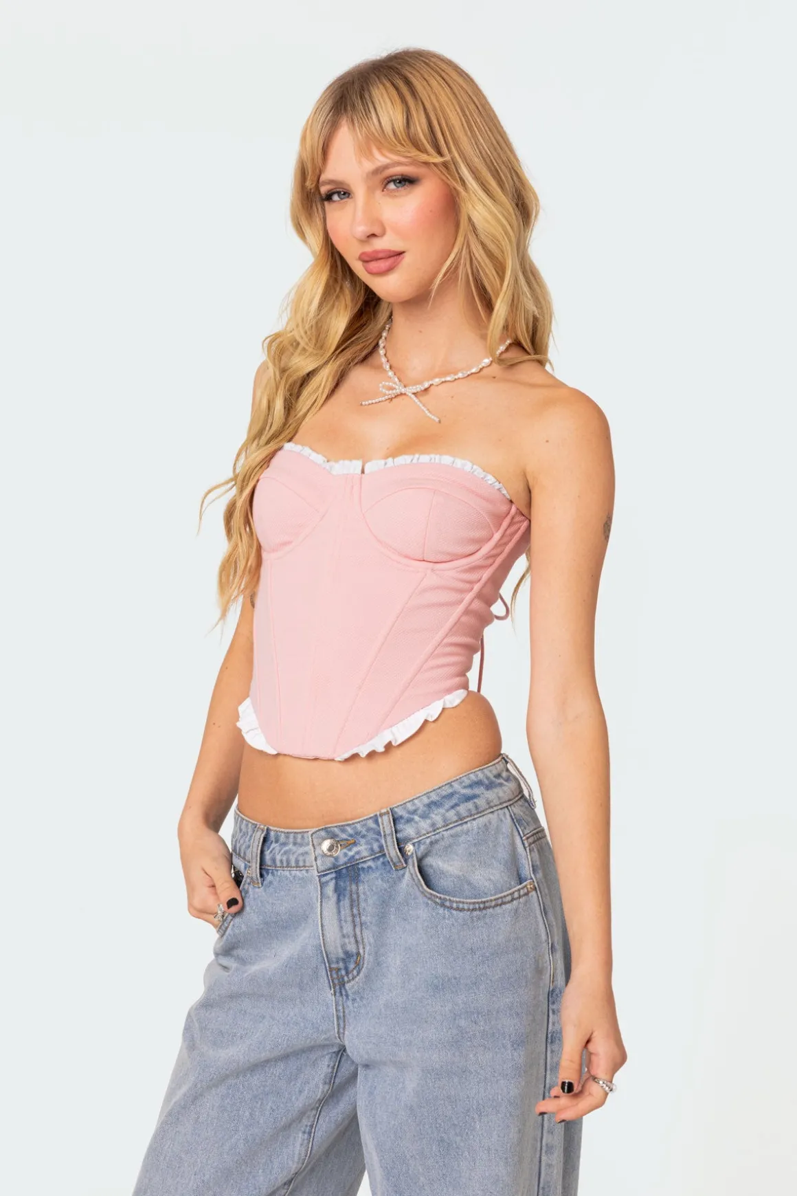 Tempting Textured Ruffle Hem Corset