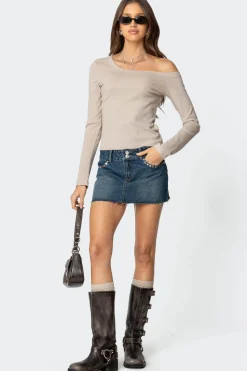 Tess Studded Denim Mini Skirt