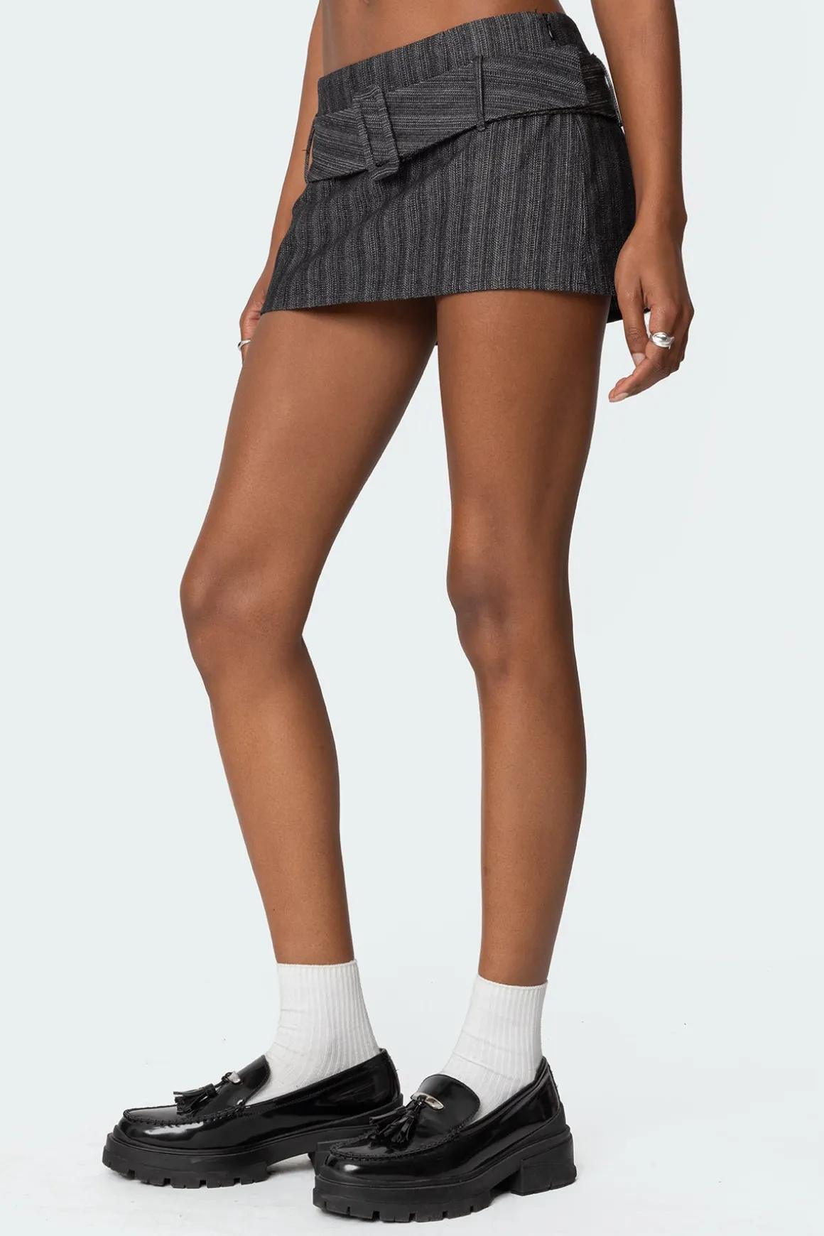 Textured Buckled Mini Skort