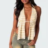 Textured Open Back Halter Top