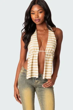 Textured Open Back Halter Top