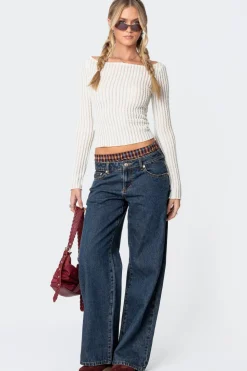 Textured Sheer Boat Neck Top
