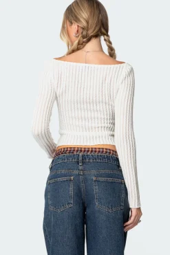Textured Sheer Boat Neck Top