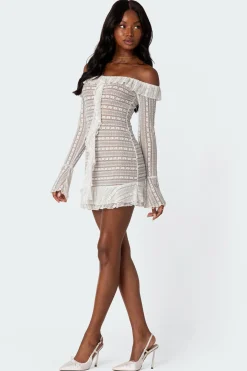 Textured Sheer Lace Mini Dress