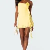 Thalia Flower Pin Ruffle Mini Dress