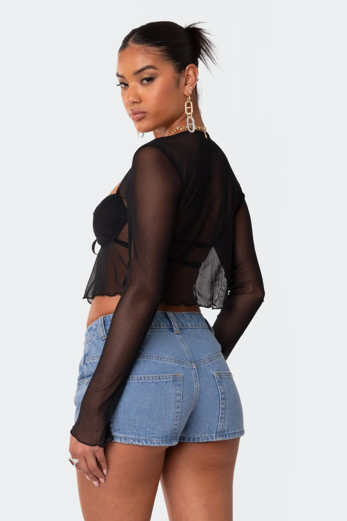 Tie Front Cupped Mesh Top