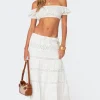 Tiered Cotton Lace Midi Skirt