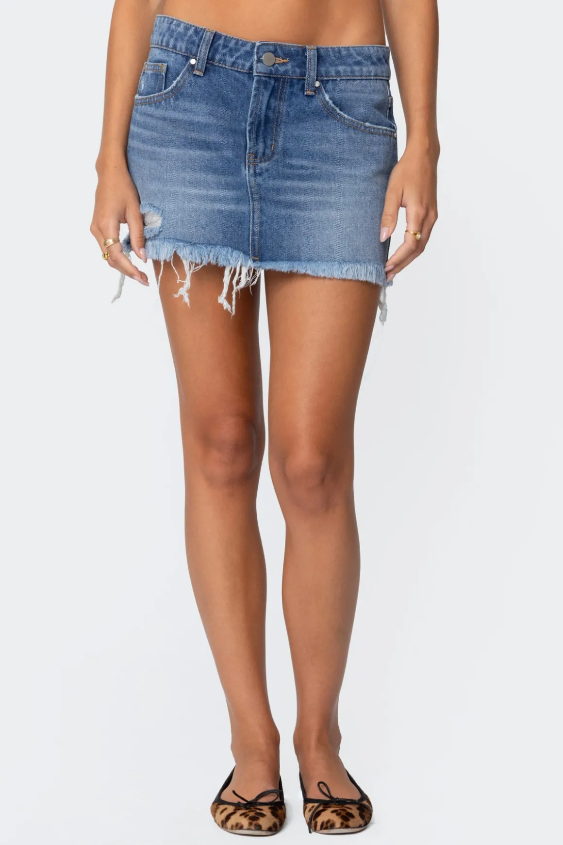Tomi Distressed Denim Mini Skirt