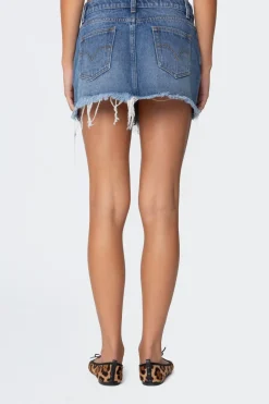 Tomi Distressed Denim Mini Skirt