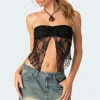 Twilight Sheer Lace Split Front Top