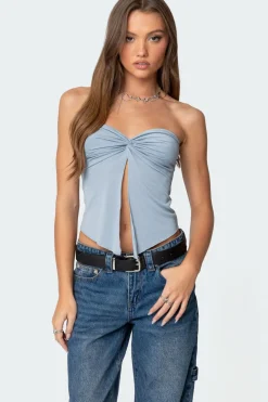 Twisted Split Front Tube Top
