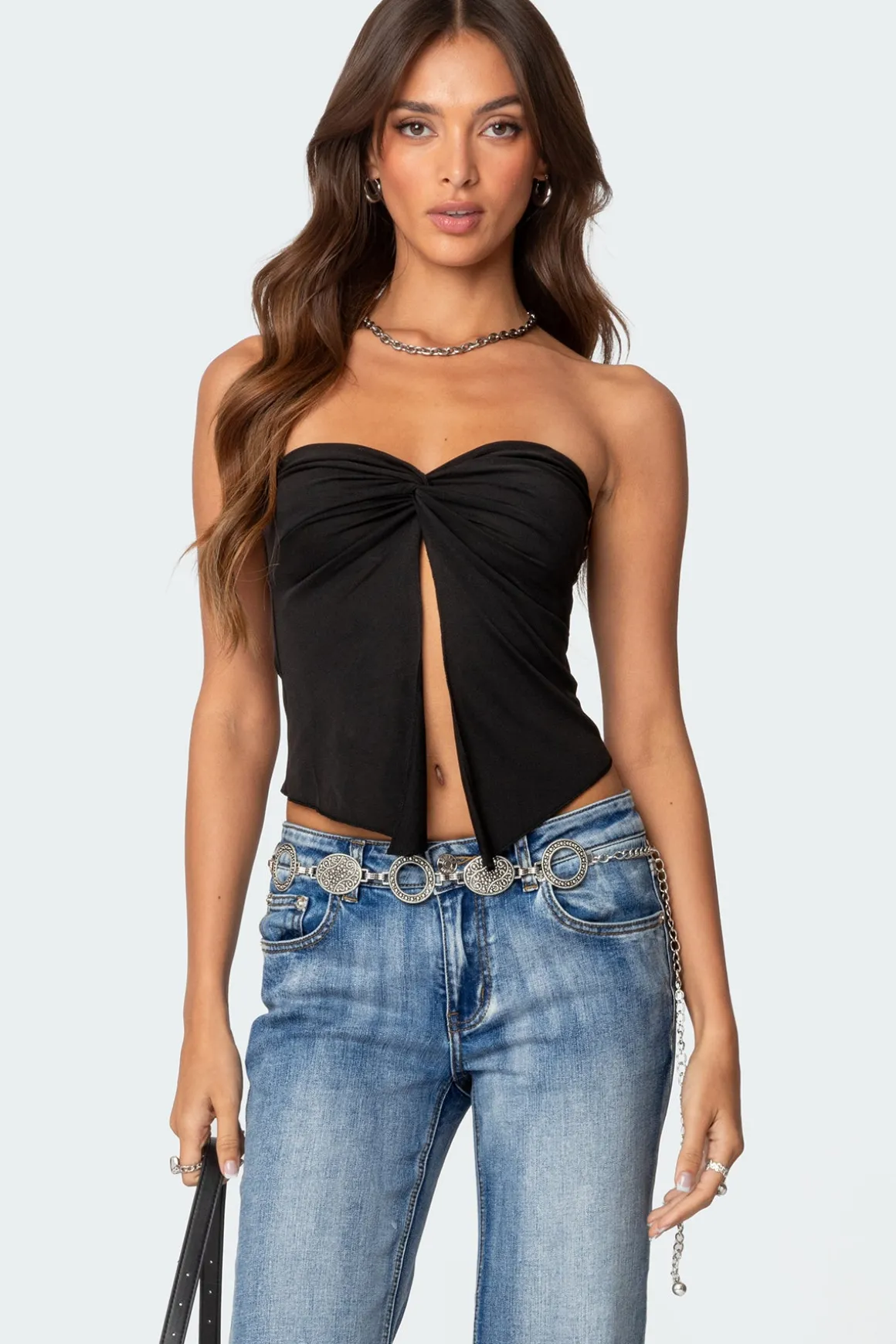 Twisted Split Front Tube Top