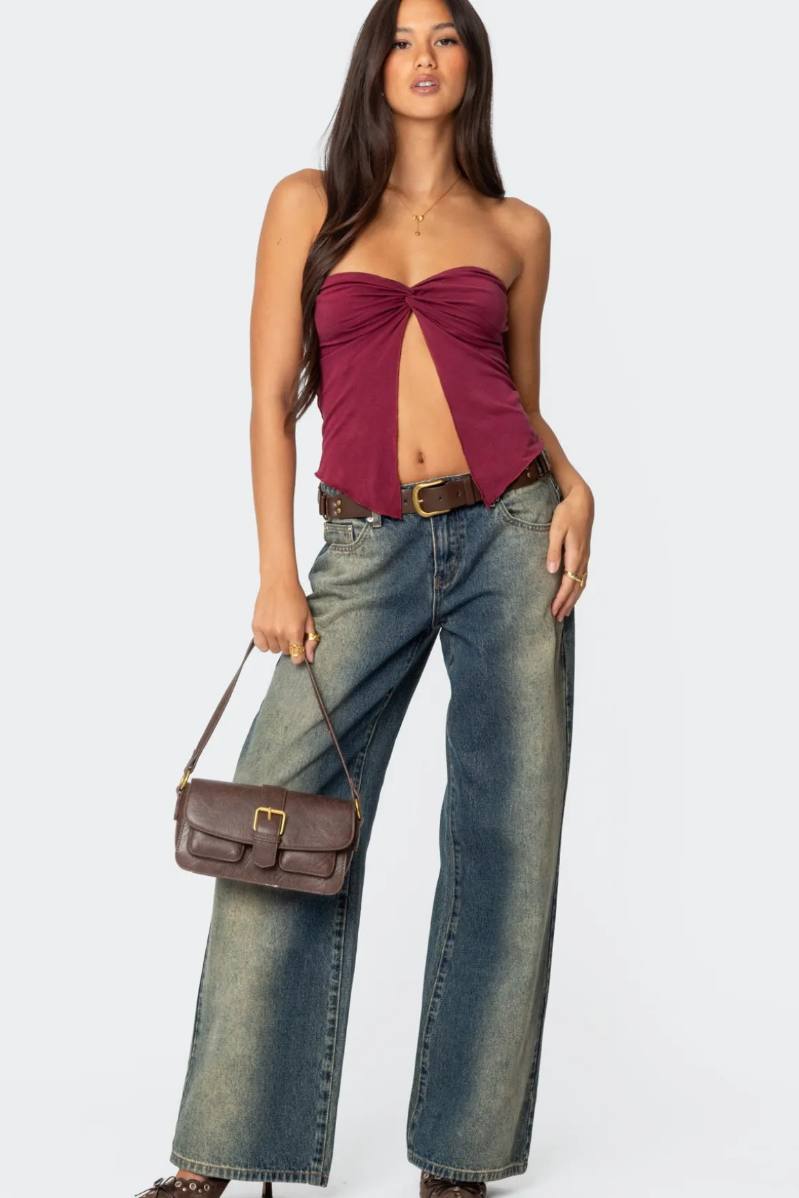 Twisted Split Front Tube Top