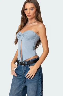 Twisted Split Front Tube Top