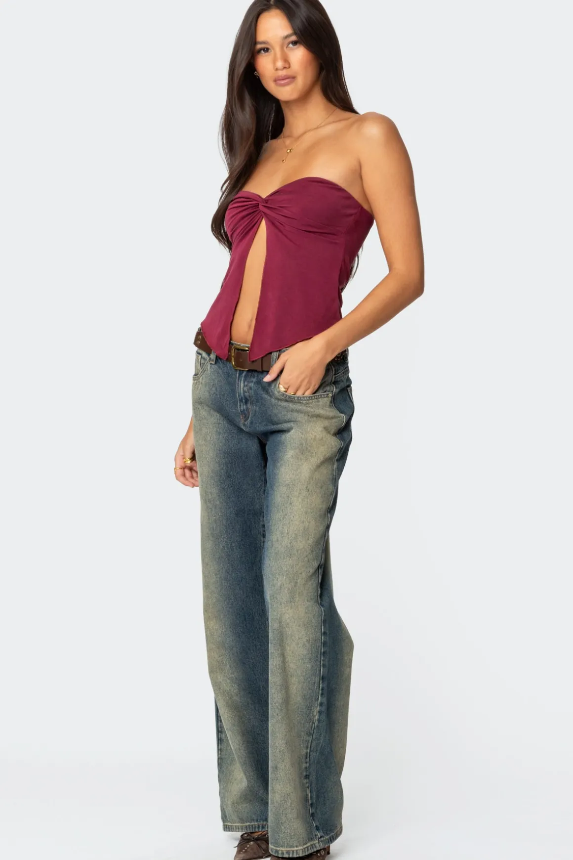Twisted Split Front Tube Top