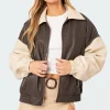 Two Tone Faux Leather Bomber Jacket