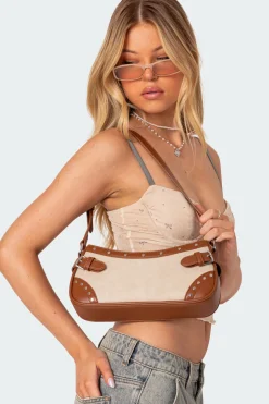 Two-Toned Faux Leather Shoulder Bag