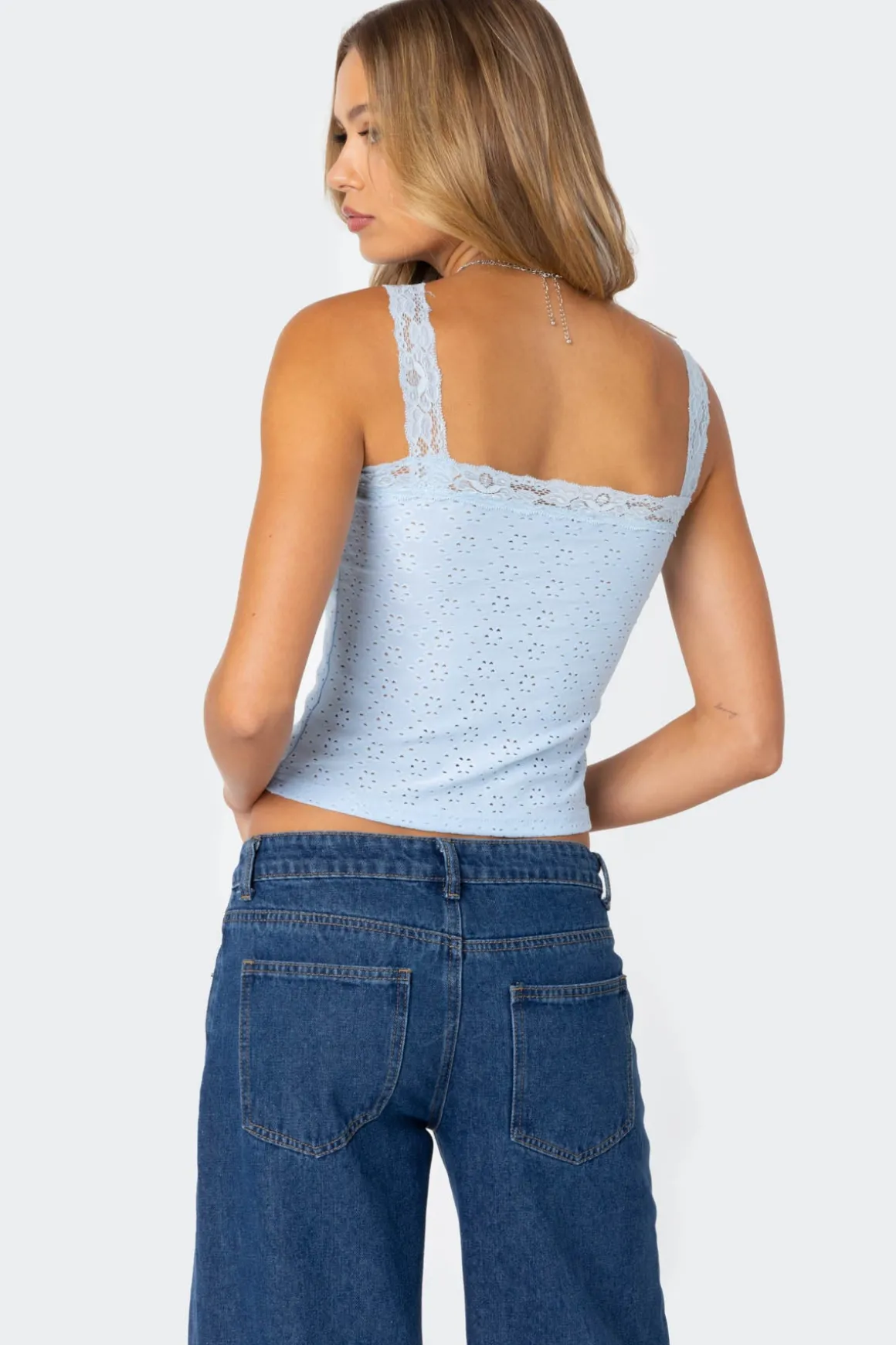 Virginia Lace Trim Eyelet Tank Top