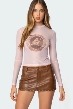 Vita Vintage Printed Mesh Top