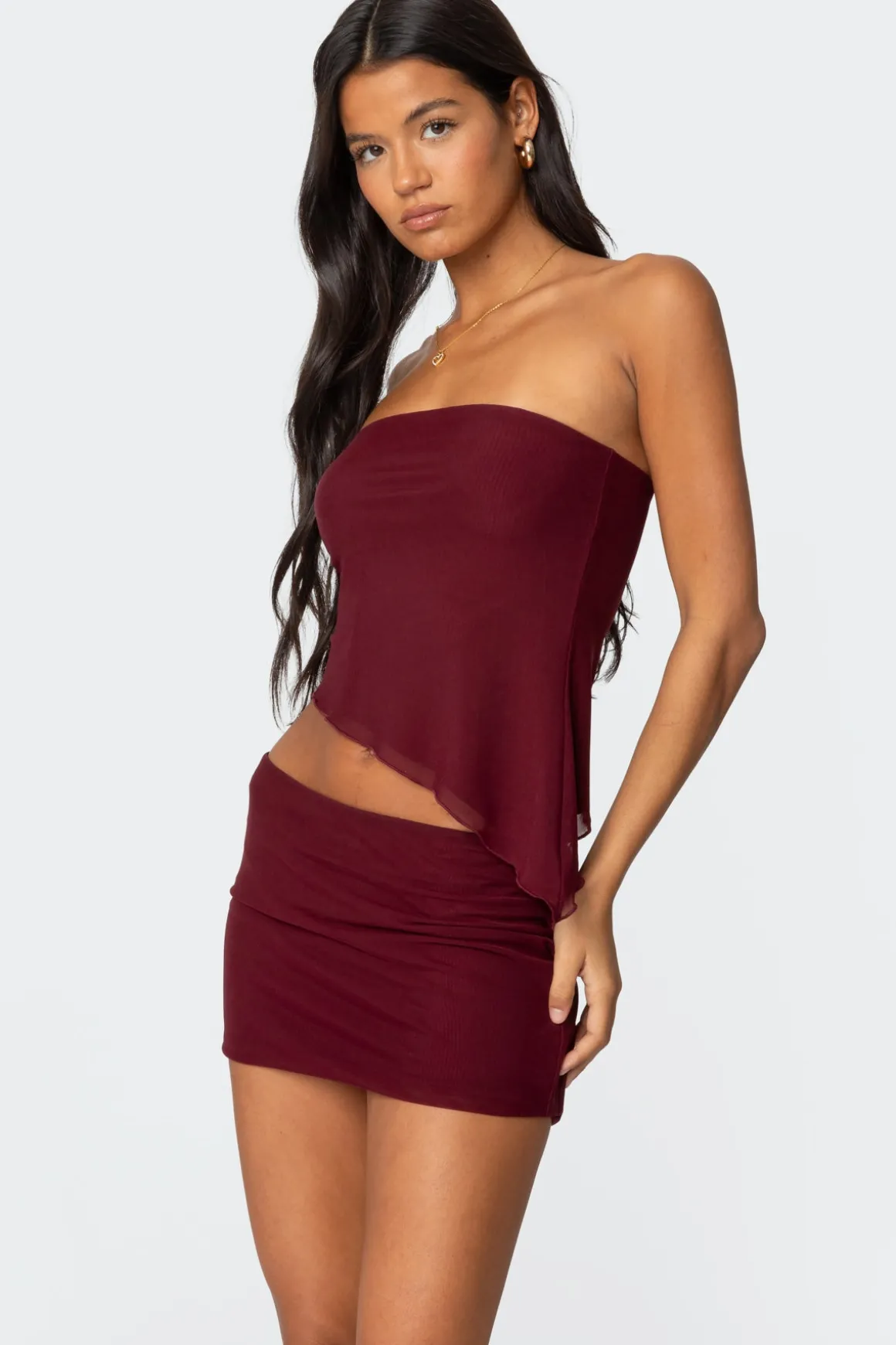 Vivi Mesh Asymmetric Tube Top