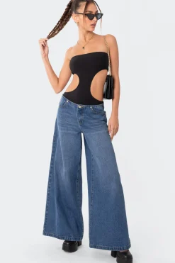 Vivie Ribbed Cut Out Bodysuit