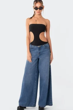Vivie Ribbed Cut Out Bodysuit