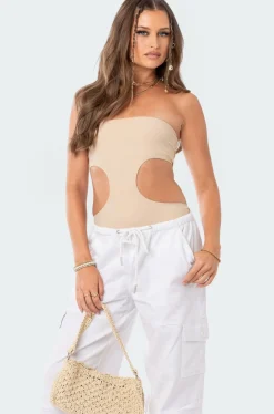 Vivie Ribbed Cut-Out Bodysuit