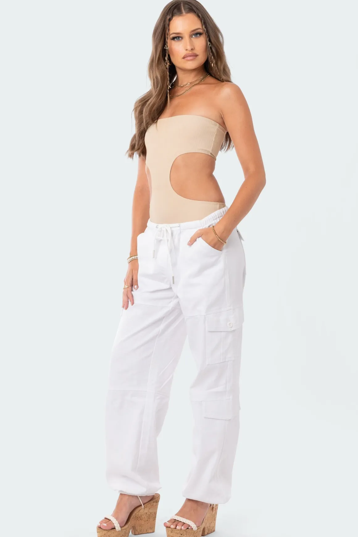 Vivie Ribbed Cut-Out Bodysuit