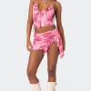 Wanda Printed Mesh Ruffled Mini Skirt
