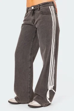 Washed Low Rise Ribbon Jeans
