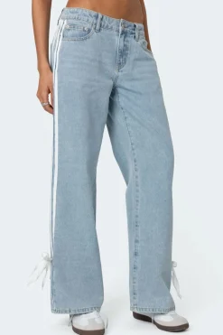 Washed Low Rise Ribbon Jeans