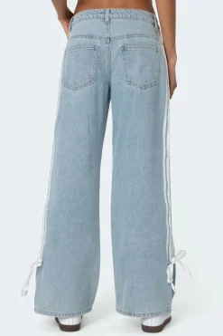 Washed Low Rise Ribbon Jeans