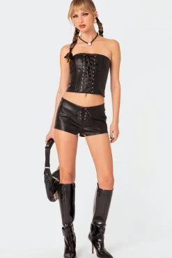 Wilde Lace Up Faux Leather Corset